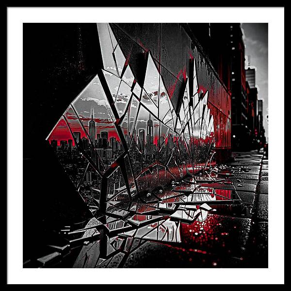 Skyline Kaleidoscope Dark - Framed Print