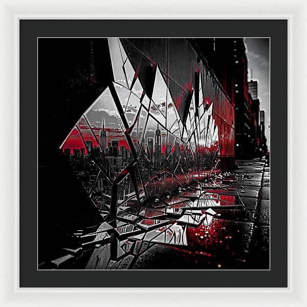 Skyline Kaleidoscope Dark - Framed Print