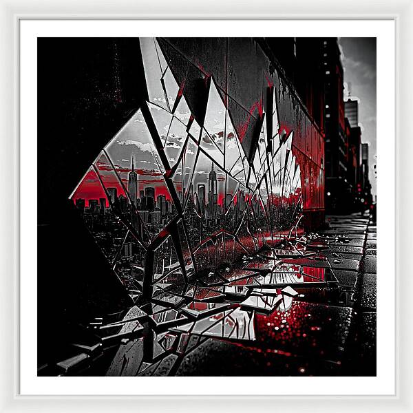 Skyline Kaleidoscope Dark - Framed Print