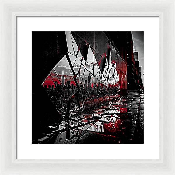 Skyline Kaleidoscope Dark - Framed Print