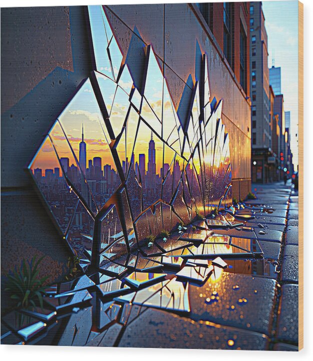 Skyline Kaleidoscope - Wood Print