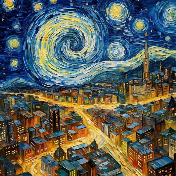 Starry Night City Lights - Art Print