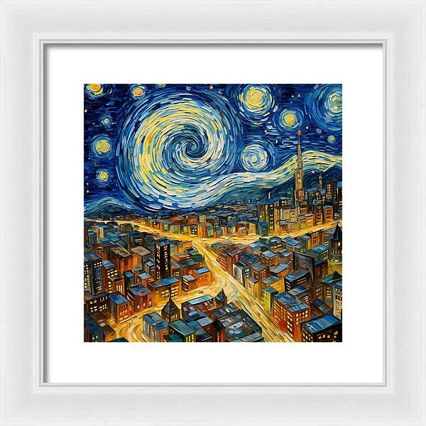 Starry Night City Lights - Framed Print