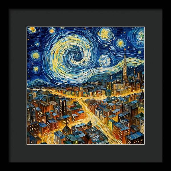 Starry Night City Lights - Framed Print