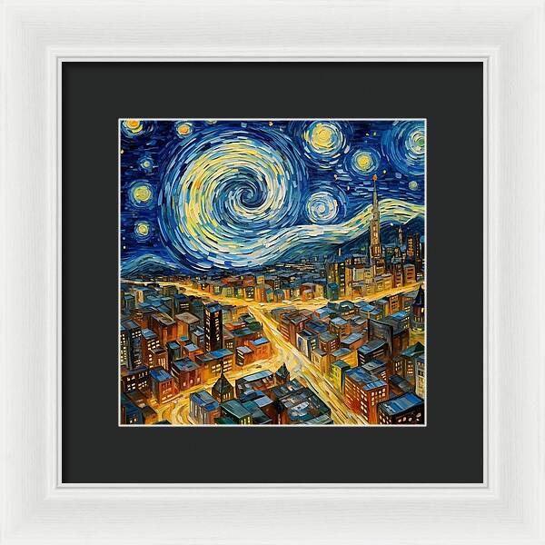 Starry Night City Lights - Framed Print