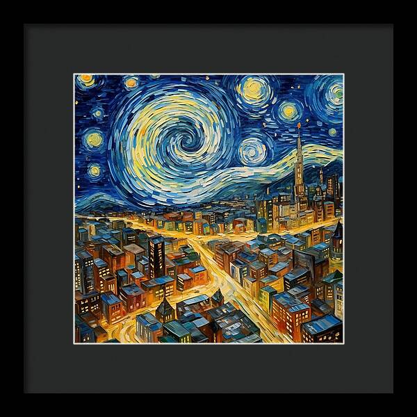 Starry Night City Lights - Framed Print