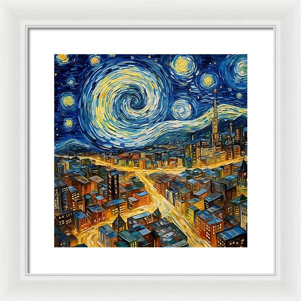 Starry Night City Lights - Framed Print