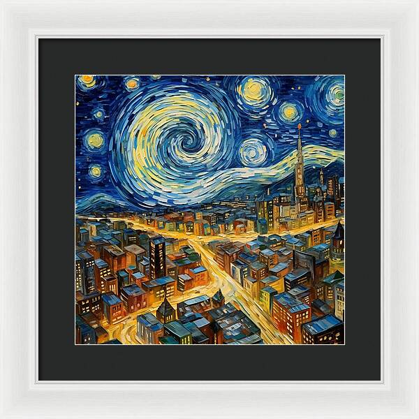 Starry Night City Lights - Framed Print