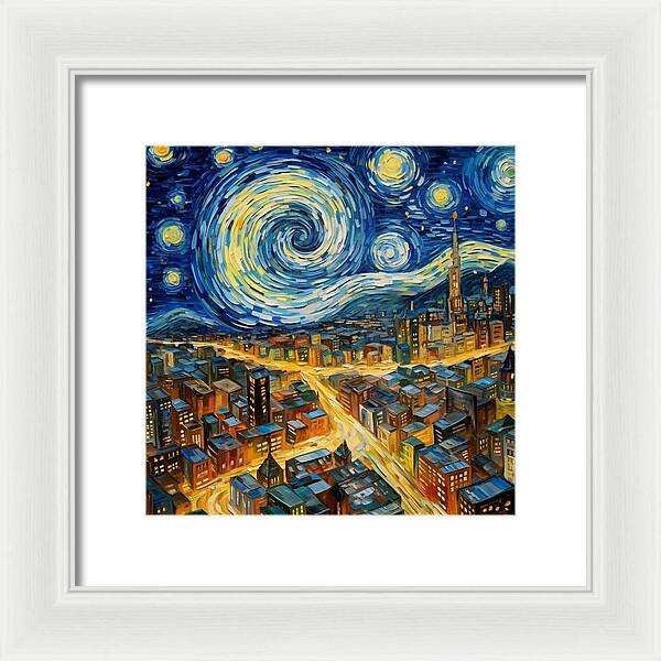 Starry Night City Lights - Framed Print