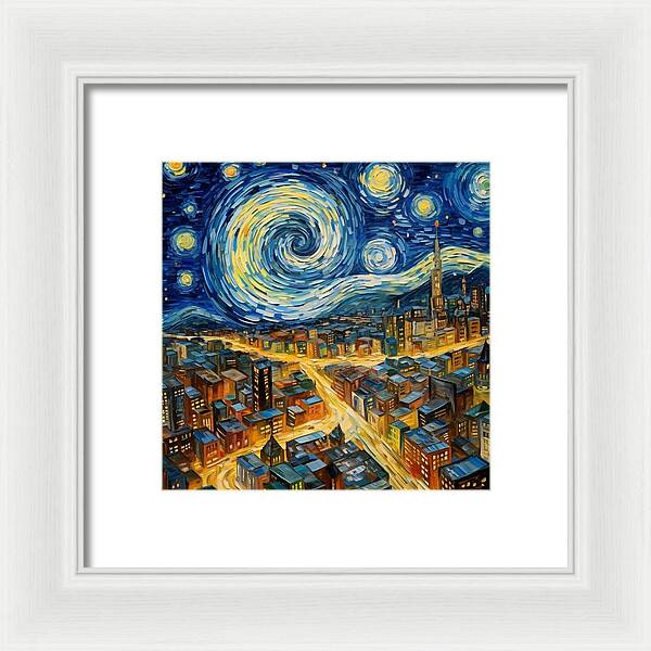 Starry Night City Lights - Framed Print