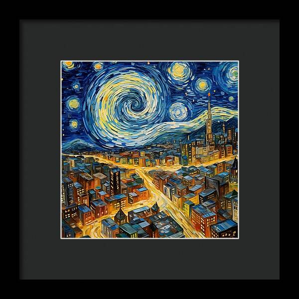 Starry Night City Lights - Framed Print