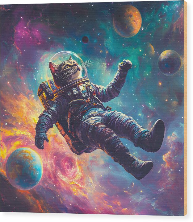 The Space Pawdyssey - Wood Print