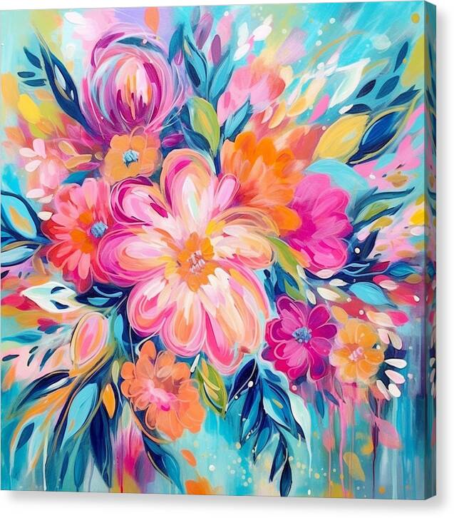 Vibrant Floral Fusion - Canvas Print