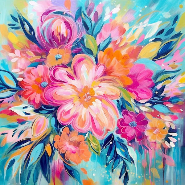 Vibrant Floral Fusion - Art Print