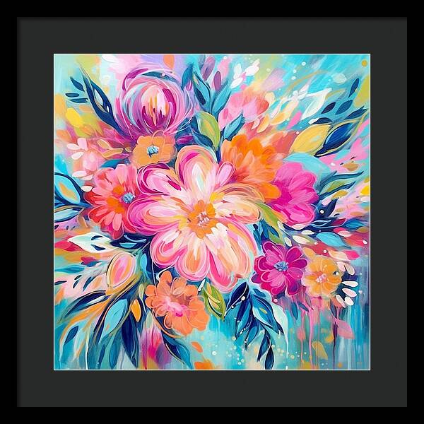 Vibrant Floral Fusion - Framed Print