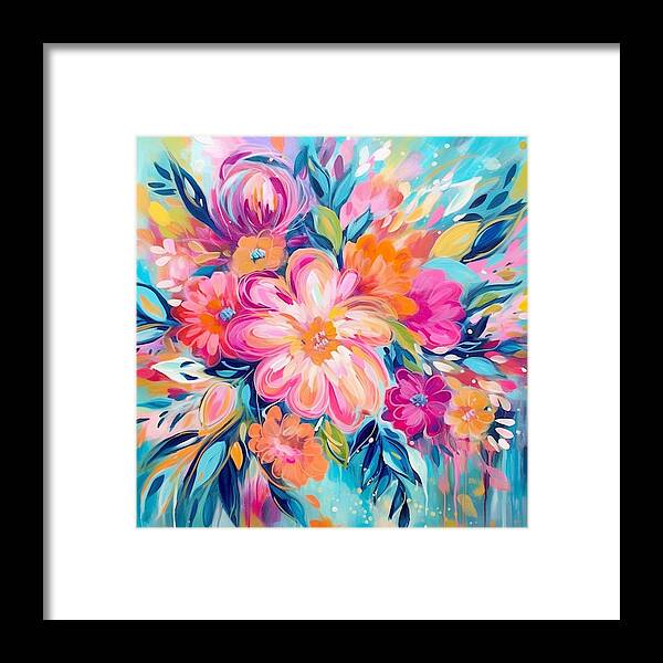 Vibrant Floral Fusion - Framed Print