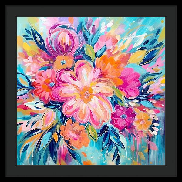 Vibrant Floral Fusion - Framed Print