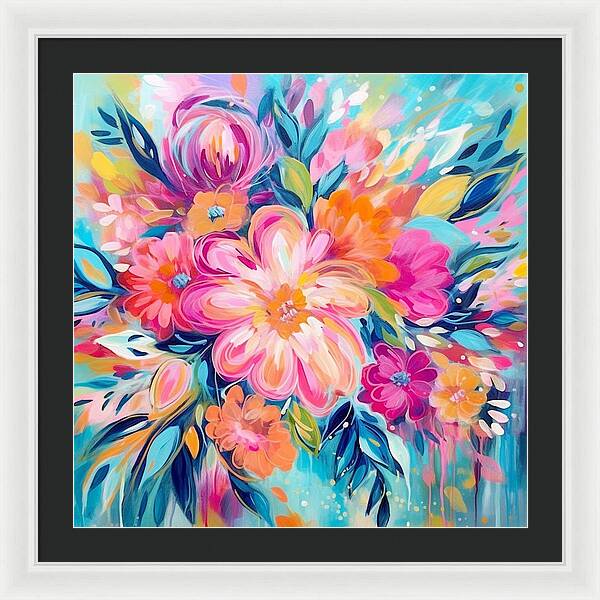 Vibrant Floral Fusion - Framed Print