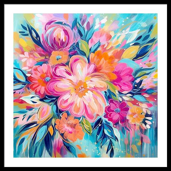 Vibrant Floral Fusion - Framed Print