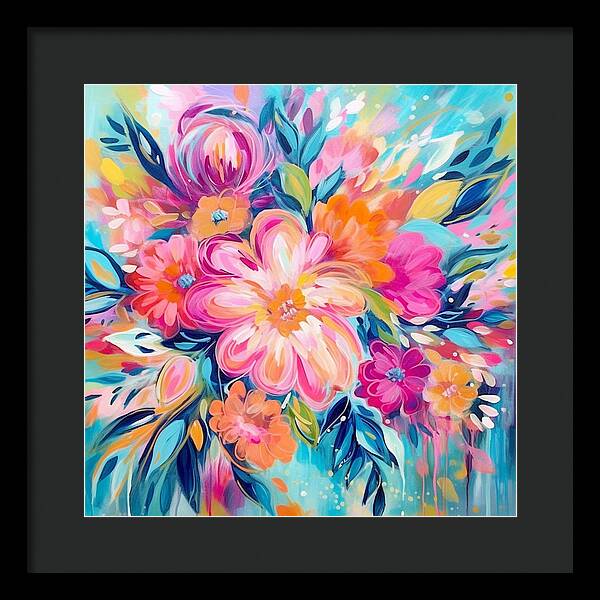 Vibrant Floral Fusion - Framed Print