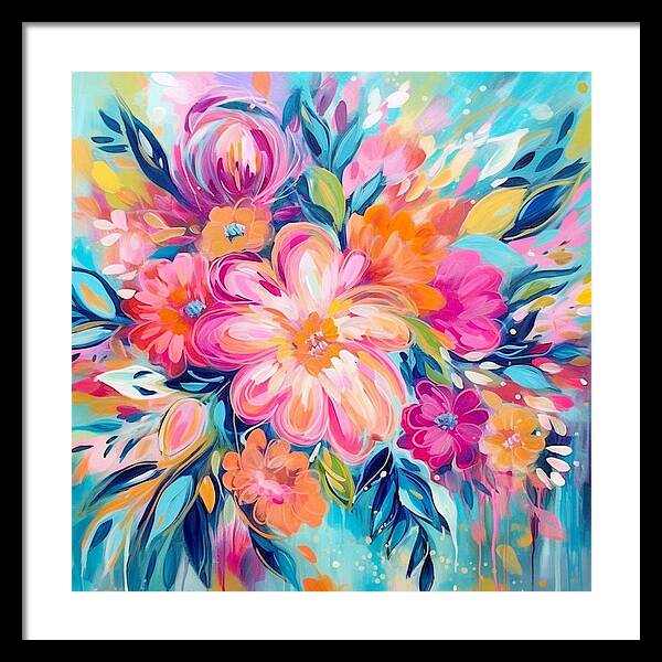 Vibrant Floral Fusion - Framed Print