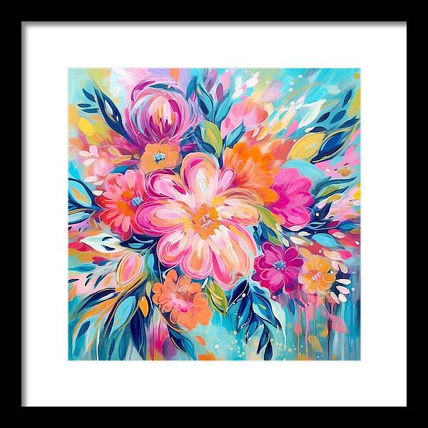 Vibrant Floral Fusion - Framed Print