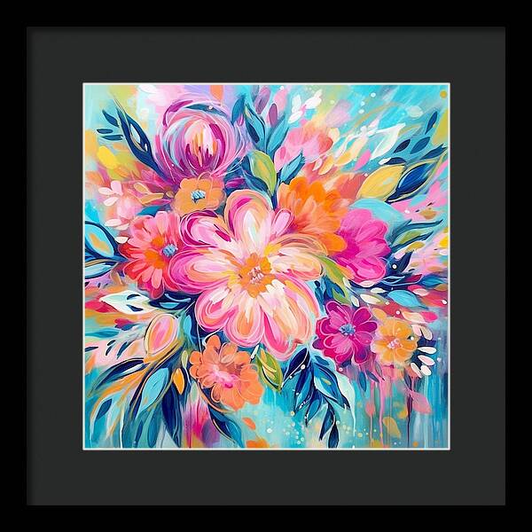 Vibrant Floral Fusion - Framed Print