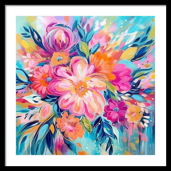 Vibrant Floral Fusion - Framed Print