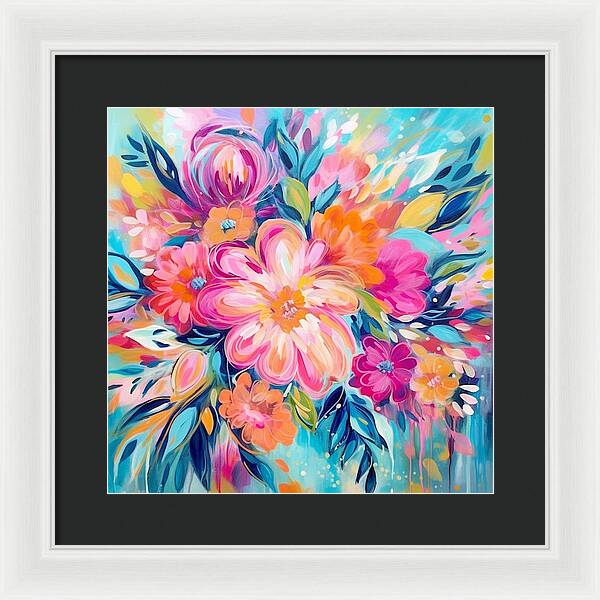 Vibrant Floral Fusion - Framed Print