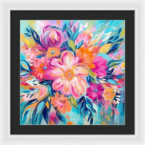 Vibrant Floral Fusion - Framed Print