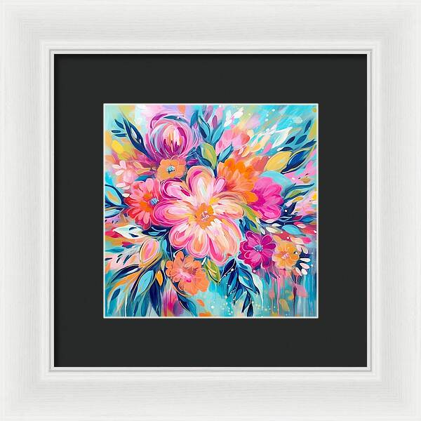 Vibrant Floral Fusion - Framed Print