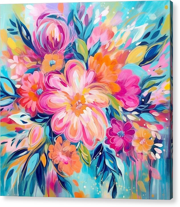 Vibrant Floral Fusion - Acrylic Print