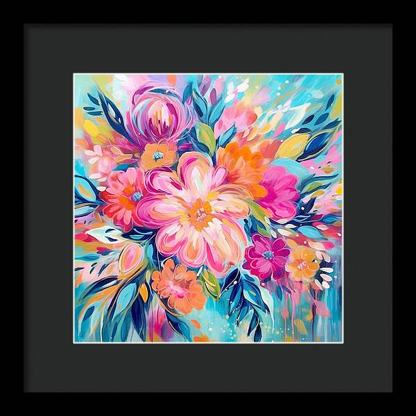 Vibrant Floral Fusion - Framed Print