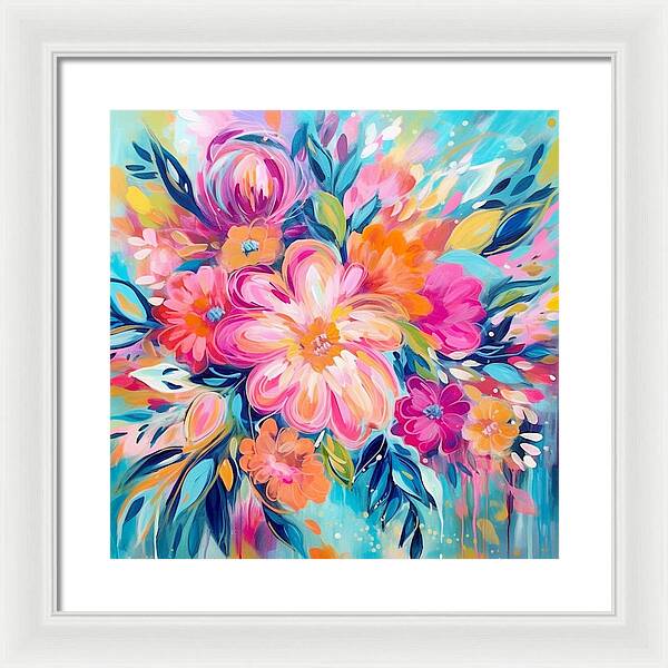 Vibrant Floral Fusion - Framed Print