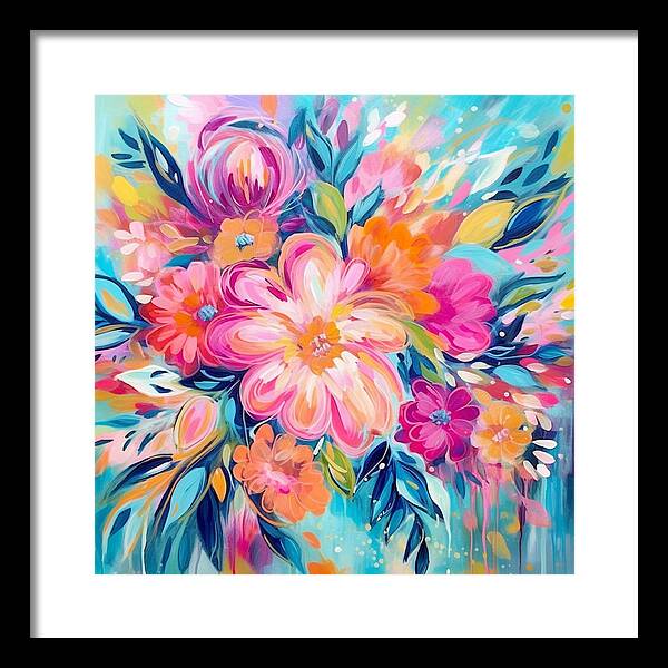 Vibrant Floral Fusion - Framed Print