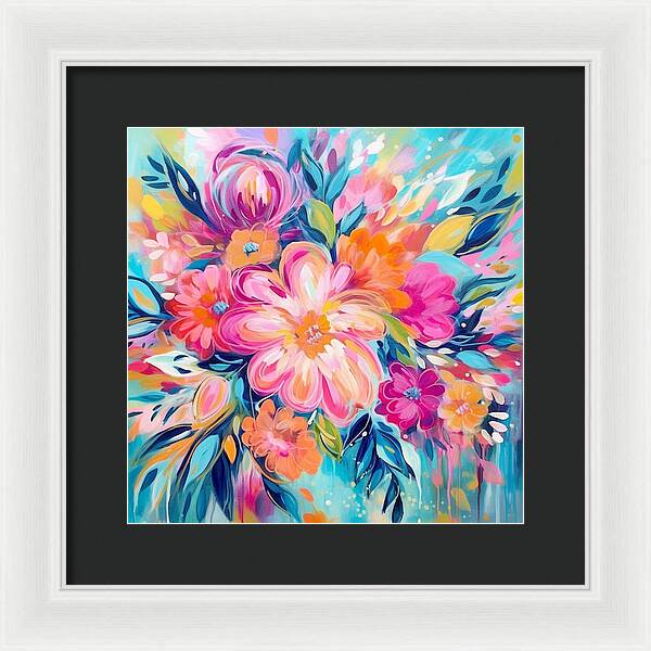 Vibrant Floral Fusion - Framed Print