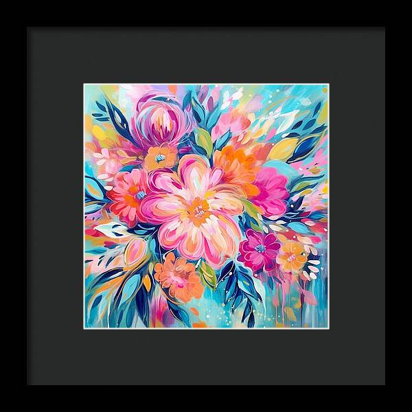 Vibrant Floral Fusion - Framed Print