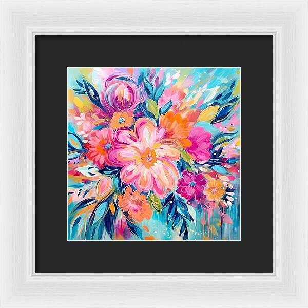 Vibrant Floral Fusion - Framed Print