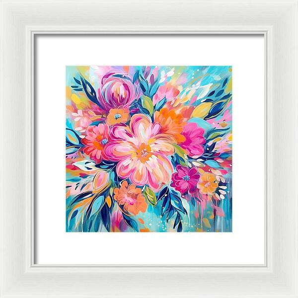 Vibrant Floral Fusion - Framed Print