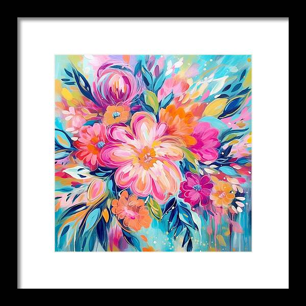 Vibrant Floral Fusion - Framed Print