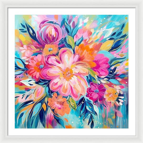 Vibrant Floral Fusion - Framed Print