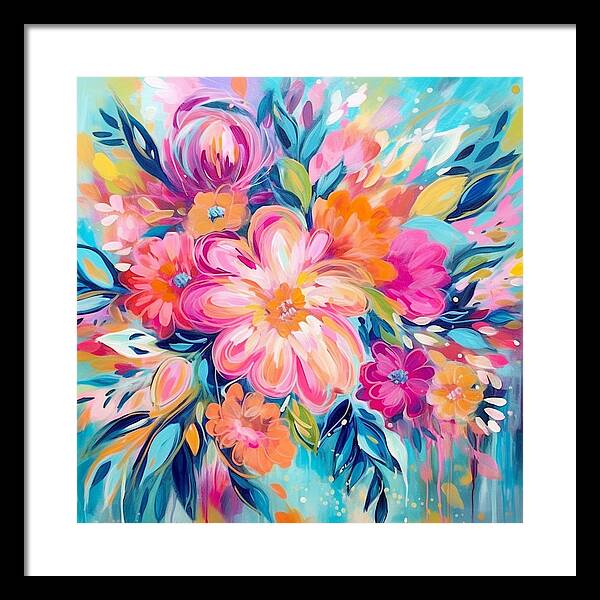 Vibrant Floral Fusion - Framed Print