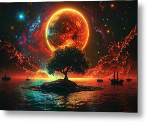 Voyage Under the Burning Sky - Metal Print