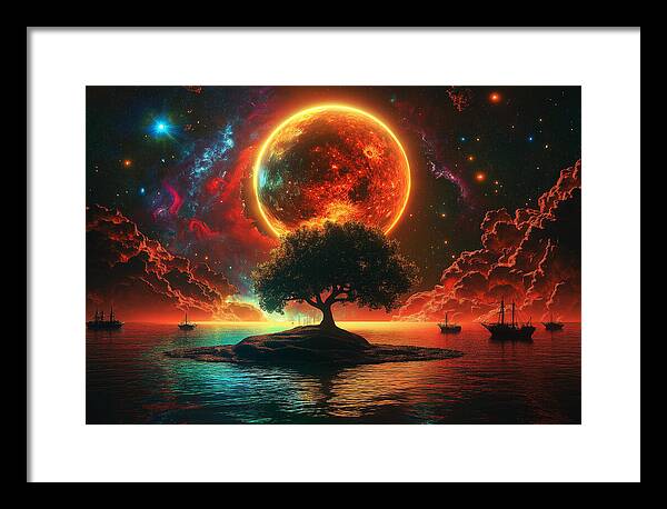 Voyage Under the Burning Sky - Framed Print