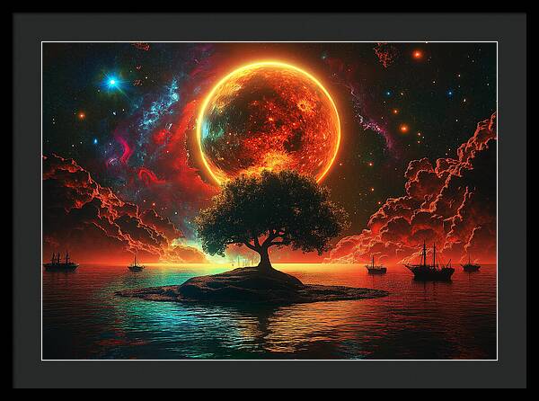 Voyage Under the Burning Sky - Framed Print