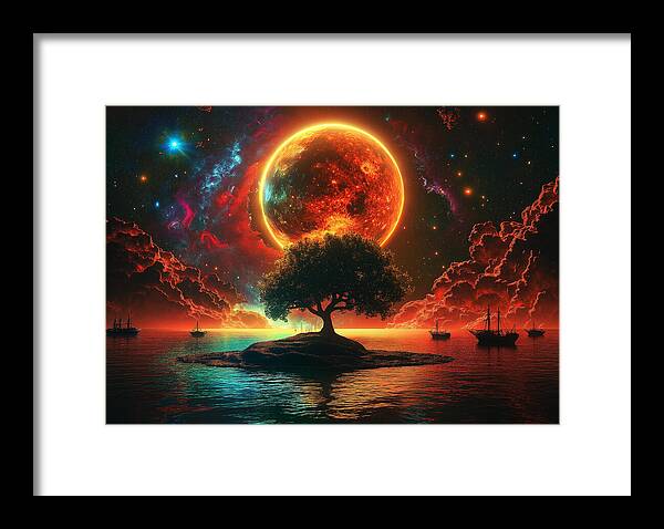 Voyage Under the Burning Sky - Framed Print