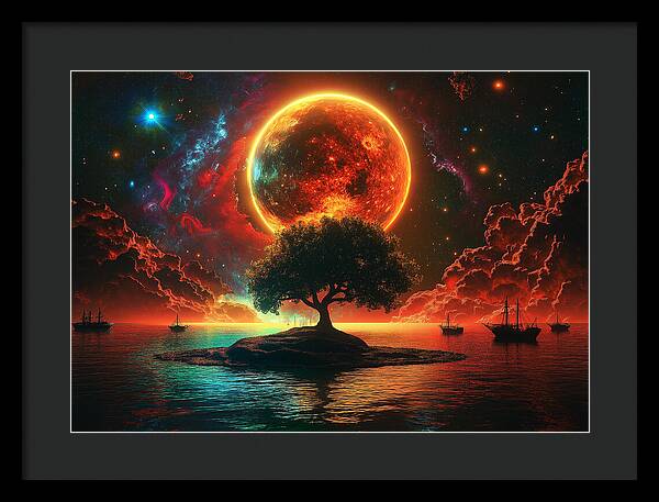 Voyage Under the Burning Sky - Framed Print