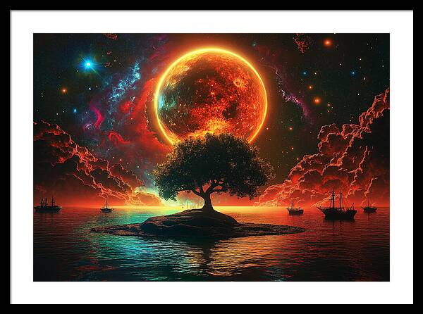 Voyage Under the Burning Sky - Framed Print