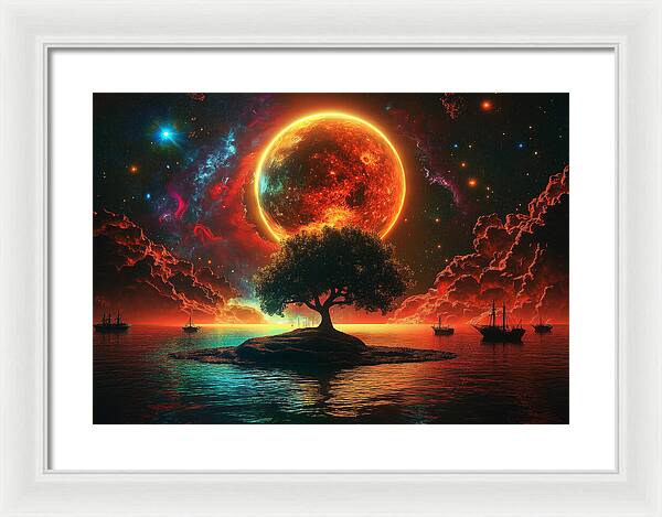 Voyage Under the Burning Sky - Framed Print