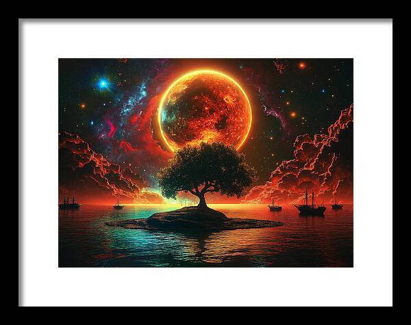 Voyage Under the Burning Sky - Framed Print